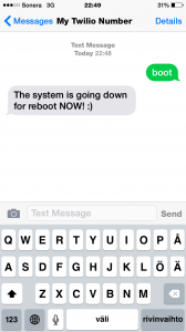 How to boot linux via sms and Twilio view from iPhone